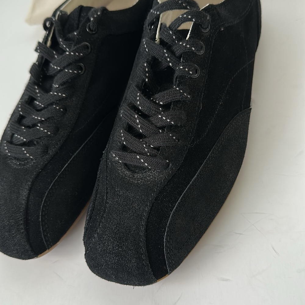 Zara Men's Retro Split Leather Black Sneakers - Picture 8 of 12